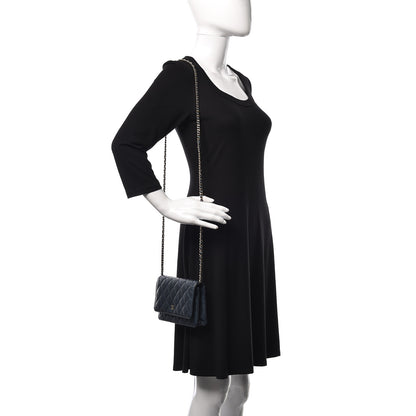 Chanel Iridescent Caviar Quilted Wallet On Chain WOC Dark Blue 2 of 10