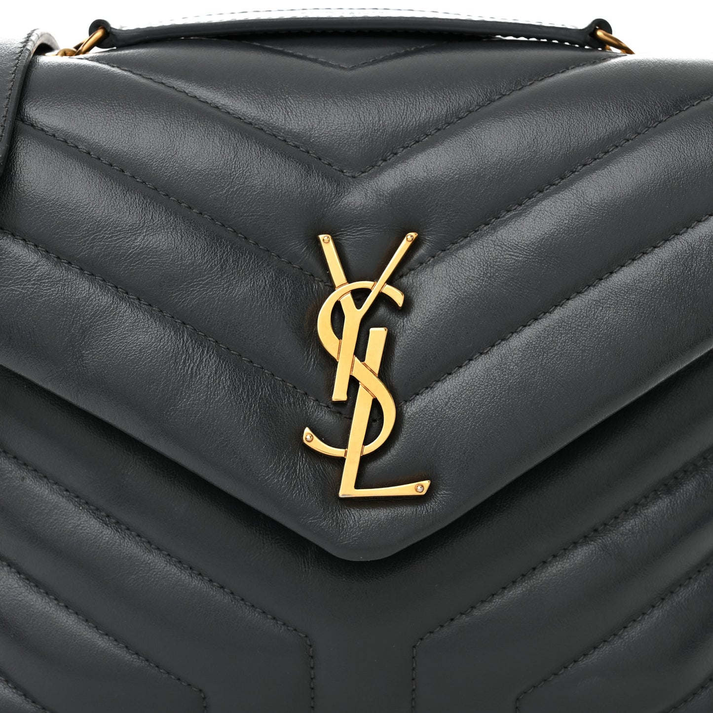 Calfskin Y Quilted Monogram Small Loulou Chain Satchel Storm