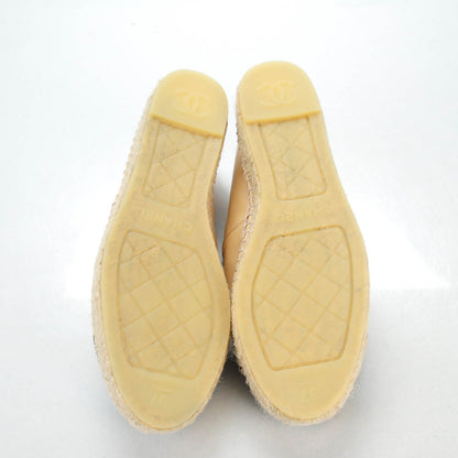 Chanel Lambskin CC Espadrilles 37 Beige Black 5 of 9