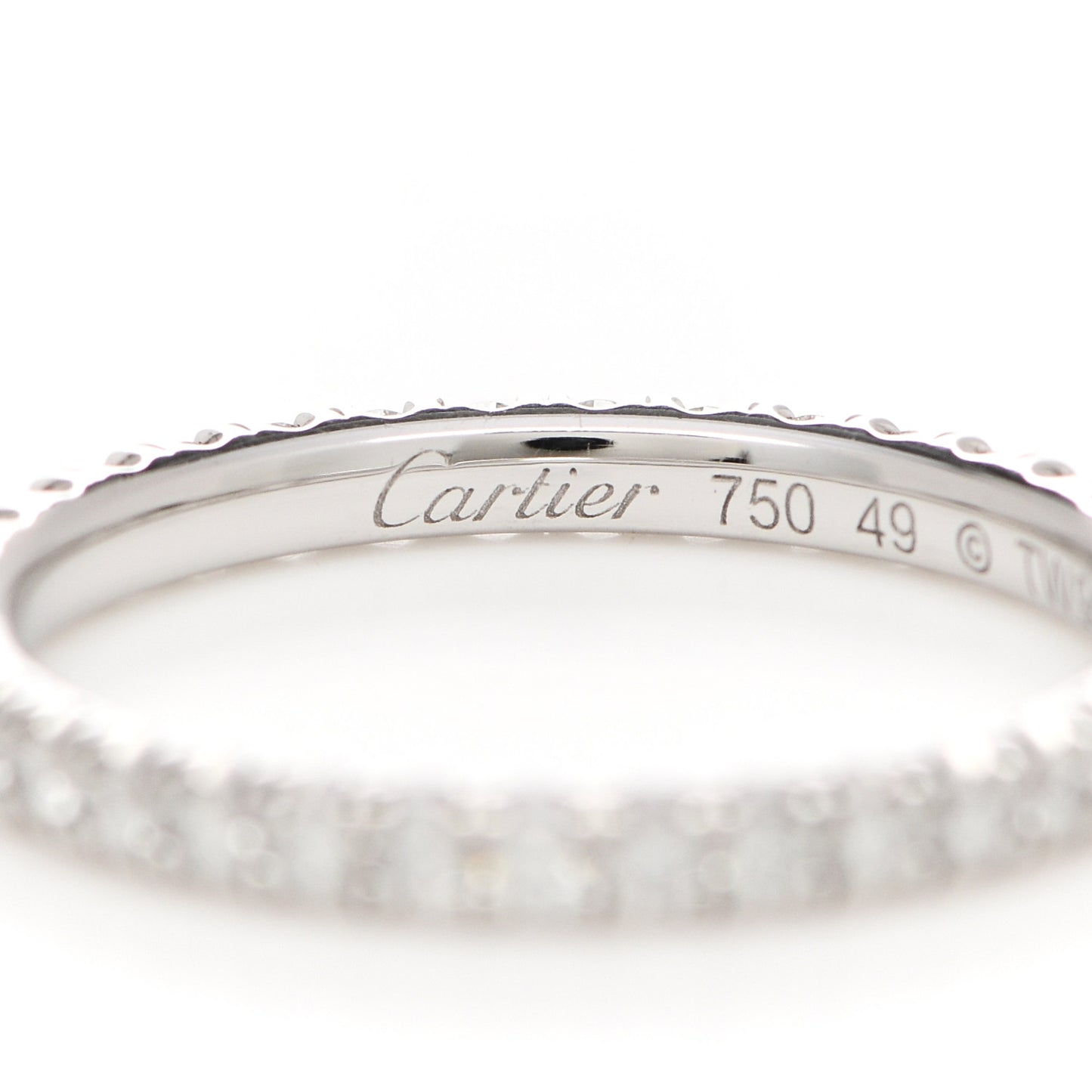18K White Gold Diamond 2mm Etincelle de Cartier Wedding Band Ring 49 4.75