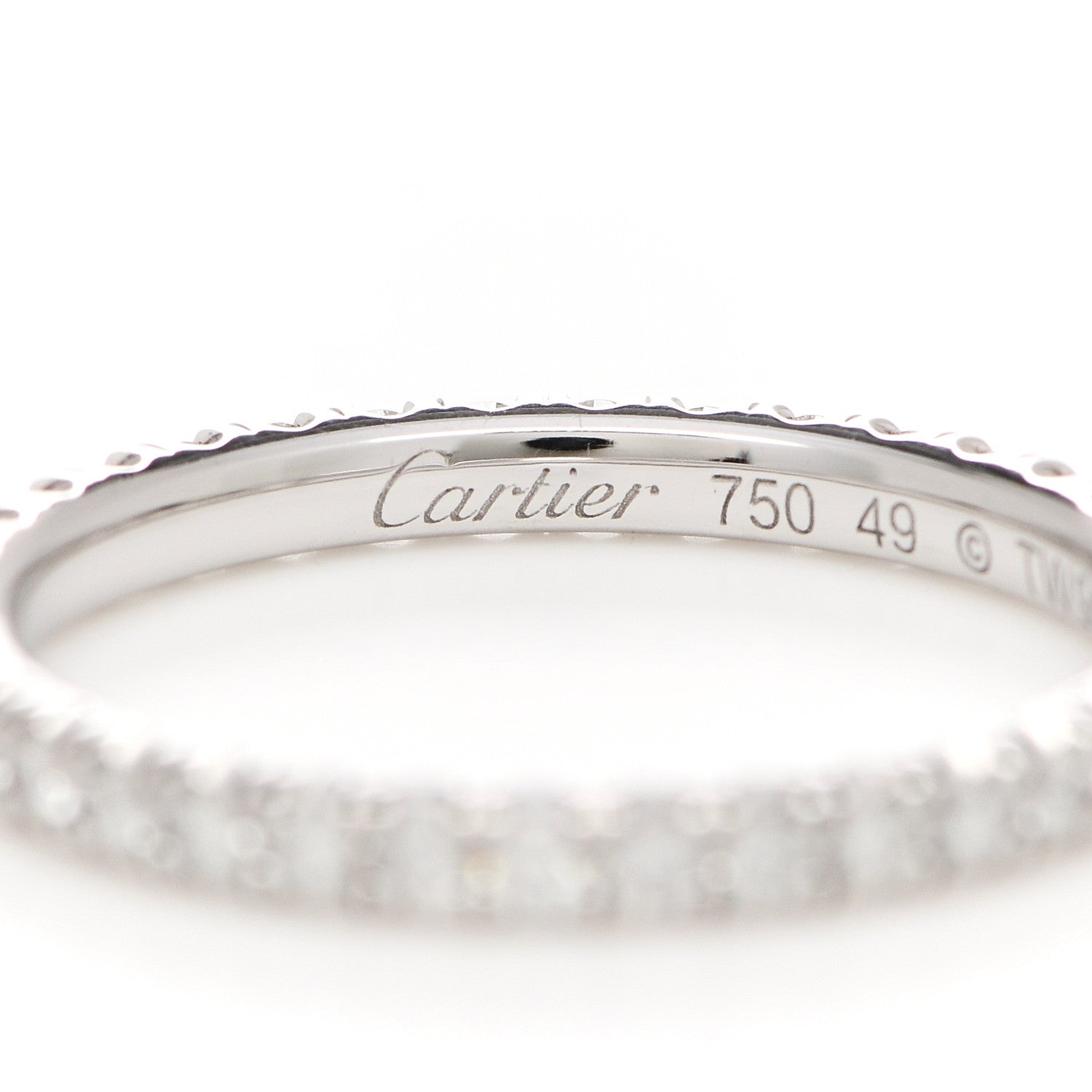 Cartier 18K White Gold Diamond 2mm Etincelle de Cartier Wedding Band Ring 49 4.75 4 of 6