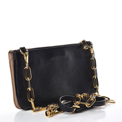 Miu Miu Goatskin Madras Bi-Color Crossbody Bag Cammeo Black 3 of 10