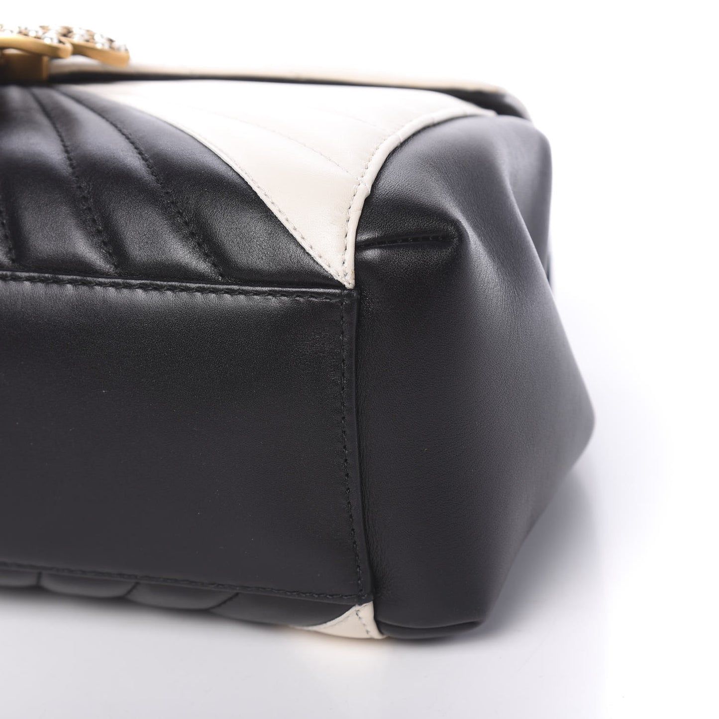 Calfskin Bamboo Trapuntata Queen Margaret Top Handle Bag Mystic White Black