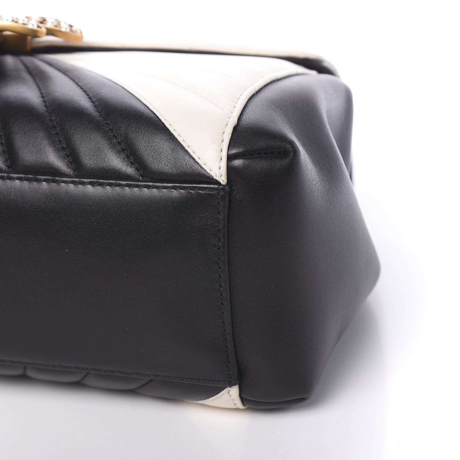 Gucci Calfskin Bamboo Trapuntata Queen Margaret Top Handle Bag Mystic White Black 9 of 10