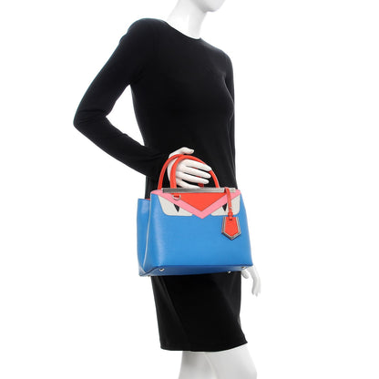 Fendi Vitello Elite Monster Petite 2Jours Tote Blue Royal Papavero Multicolor 2 of 8