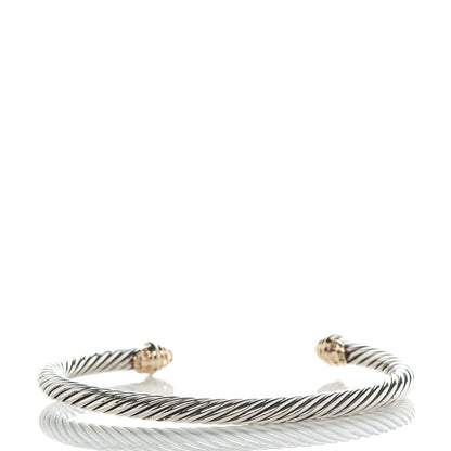 David Yurman Sterling Silver 18K Yellow Gold Citrine 4mm Cable Kids Bracelet 3 of 5