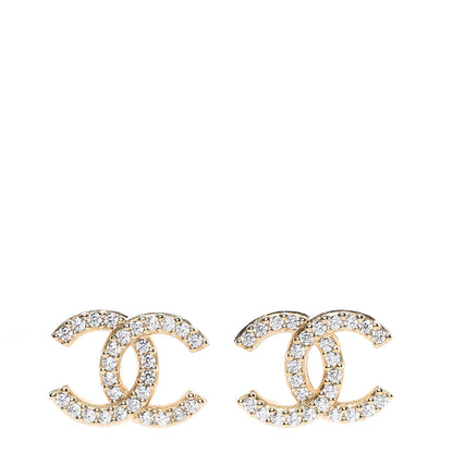 Chanel Crystal CC Earrings Gold 1 of 5