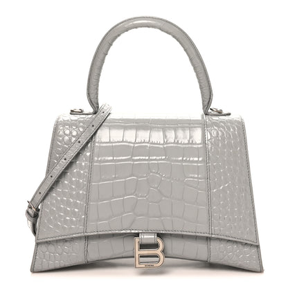 Balenciaga Shiny Calfskin Crocodile Embossed Medium Hourglass Top Handle Bag Balenciaga Grey 1 of 9