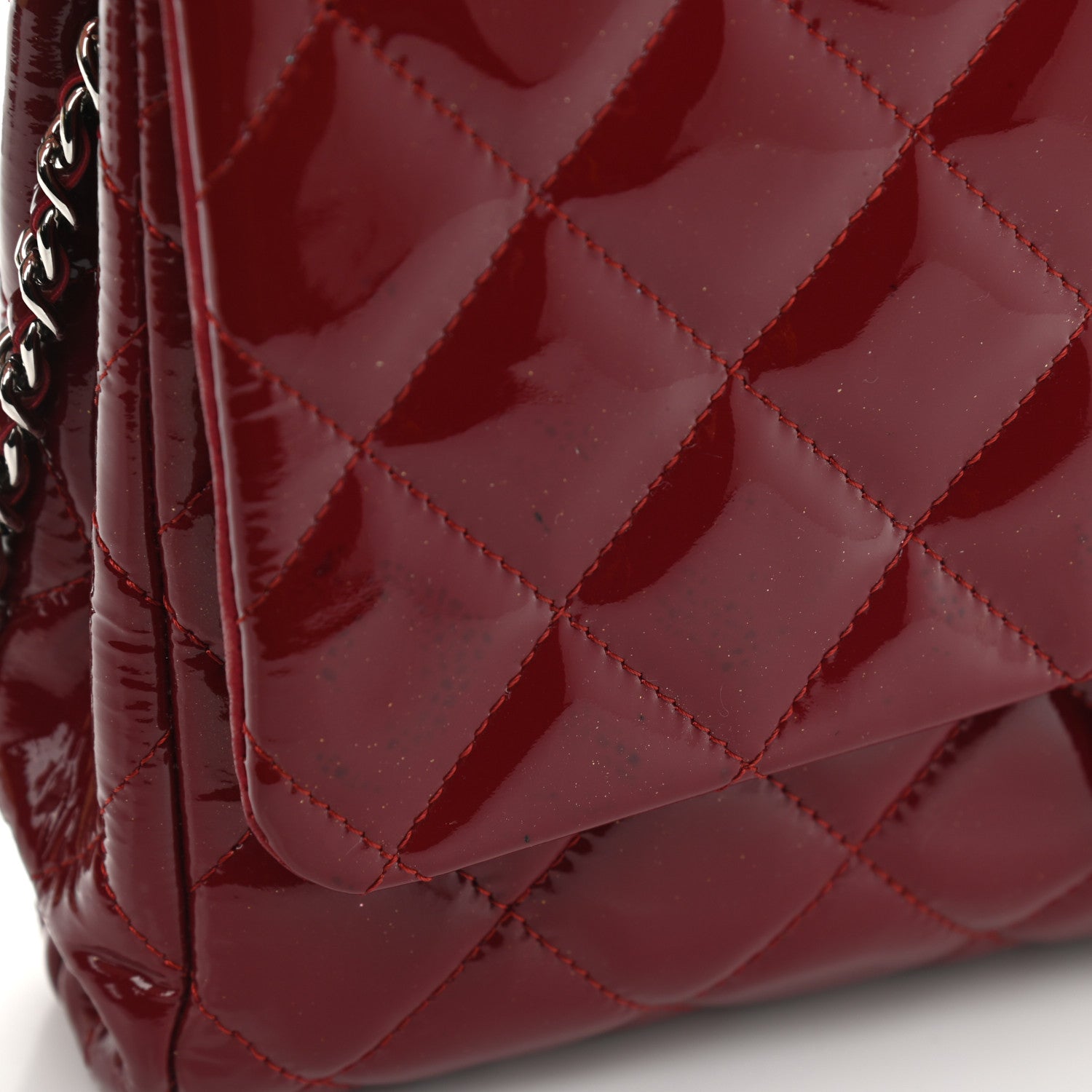 Chanel Patent Quilted Clutch With Chain Flap Red 10 of 11