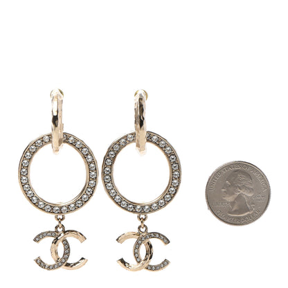 Chanel Crystal Round CC Drop Earrings Gold 2 of 4
