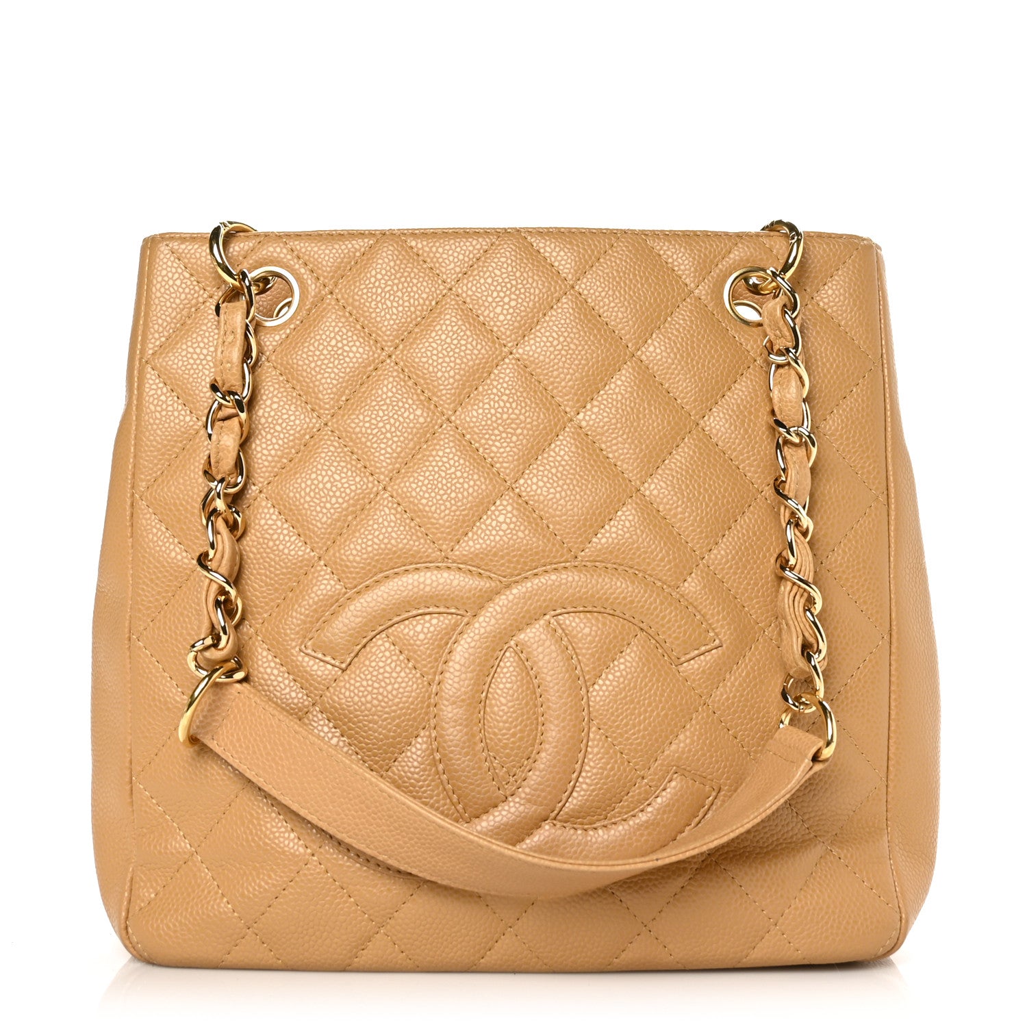 Chanel Caviar Quilted Petit Shopping Tote PST Beige 1 of 10