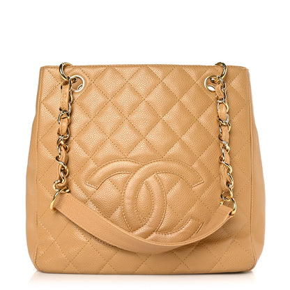 Chanel Caviar Quilted Petit Shopping Tote PST Beige 1 of 10