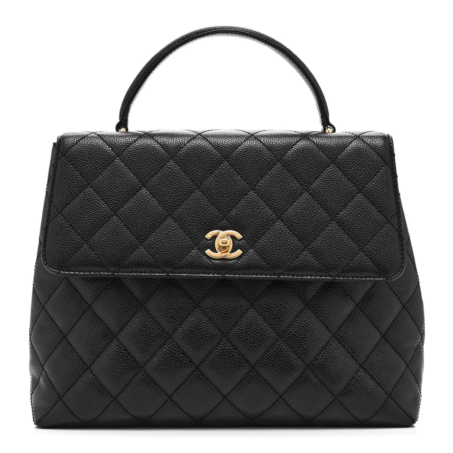 Caviar Quilted Jumbo Kelly Flap Black