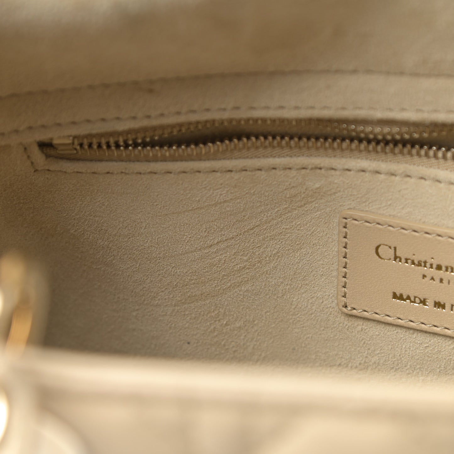 Lambskin Cannage Medium Lady Dior Light Beige