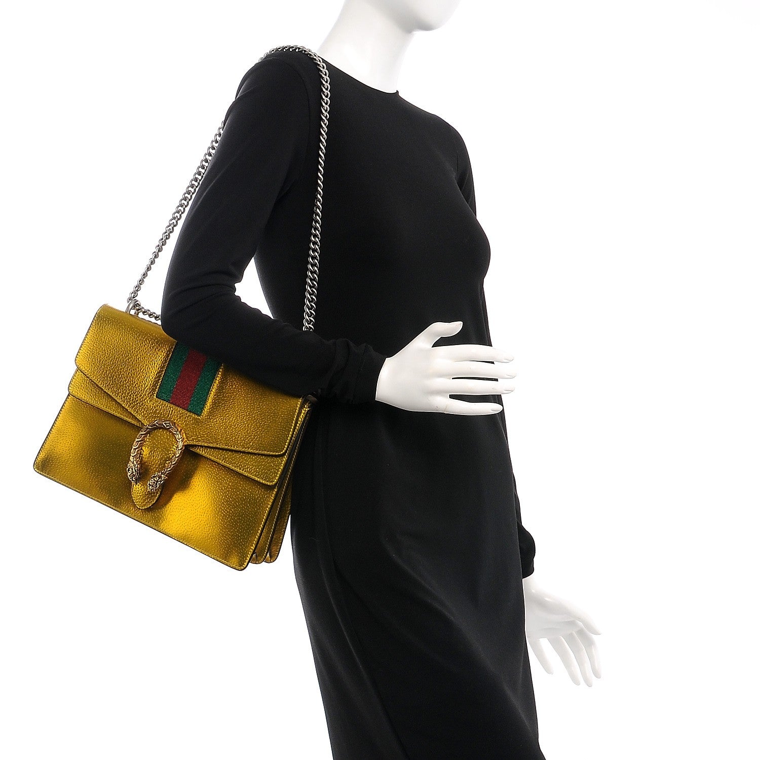 Gucci Metallic Calfskin Medium Dionysus Shoulder Bag Yellow 2 of 8