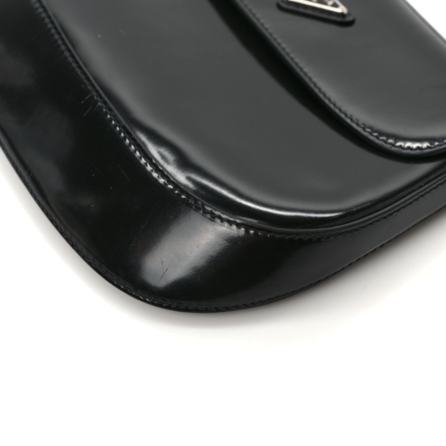 Prada Spazzolato Cleo Flap Shoulder Bag Black 10 of 13