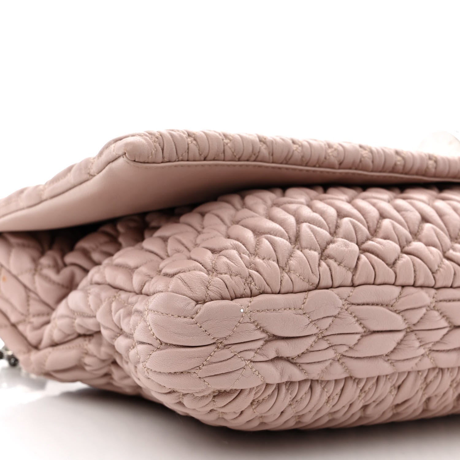 Miu Miu Nappa Matelasse Crystal Flap Clutch Cammeo 10 of 11