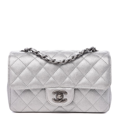 Chanel Metallic Caviar Quilted Mini Rectangular Flap Silver 1 of 13