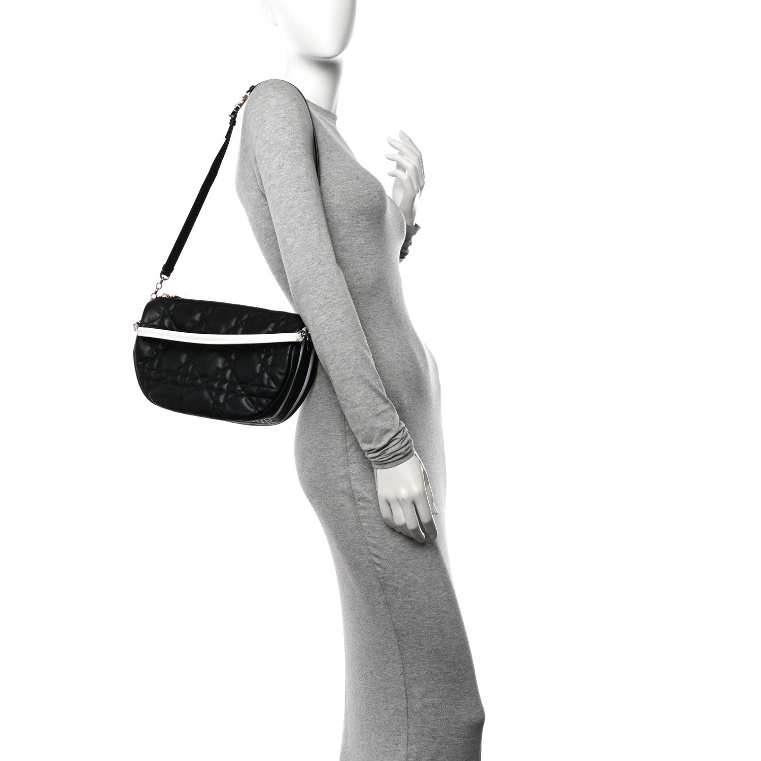 Christian Dior Lambskin Cannage Medium Dior Vibe Hobo Bag Black 2 of 11