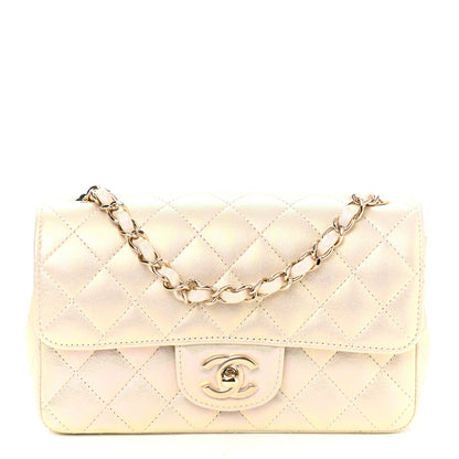 Chanel Iridescent Lambskin Quilted Mini Rectangular Flap Ivory 1 of 11