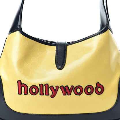 Gucci Crystal Monogram Chateau Marmont Medium Jackie O Hobo Straw Yellow Blue 13 of 15