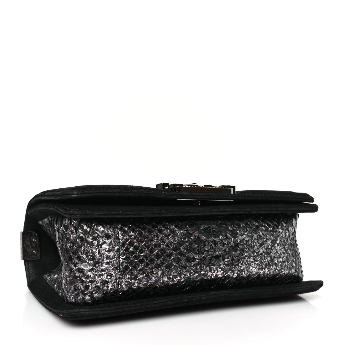 Snakeskin Calfskin Small Boy Flap Black
