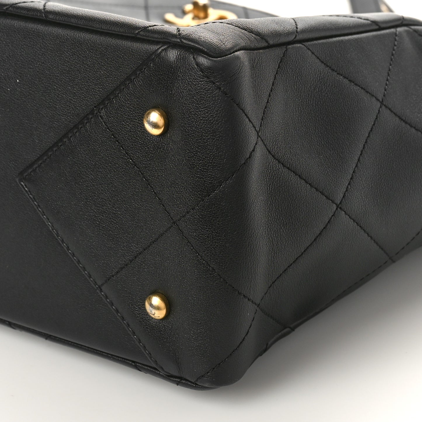 Calfskin Quilted Chain Shopping Tote Black
