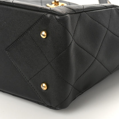 Chanel Calfskin Quilted Chain Shopping Tote Black 10 of 11