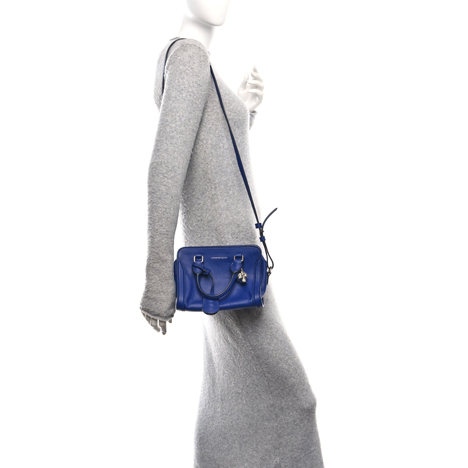 Alexander McQueen Pebbled Calfskin Mini Skull Padlock Zip Around Tote Ultramarine 3 of 10