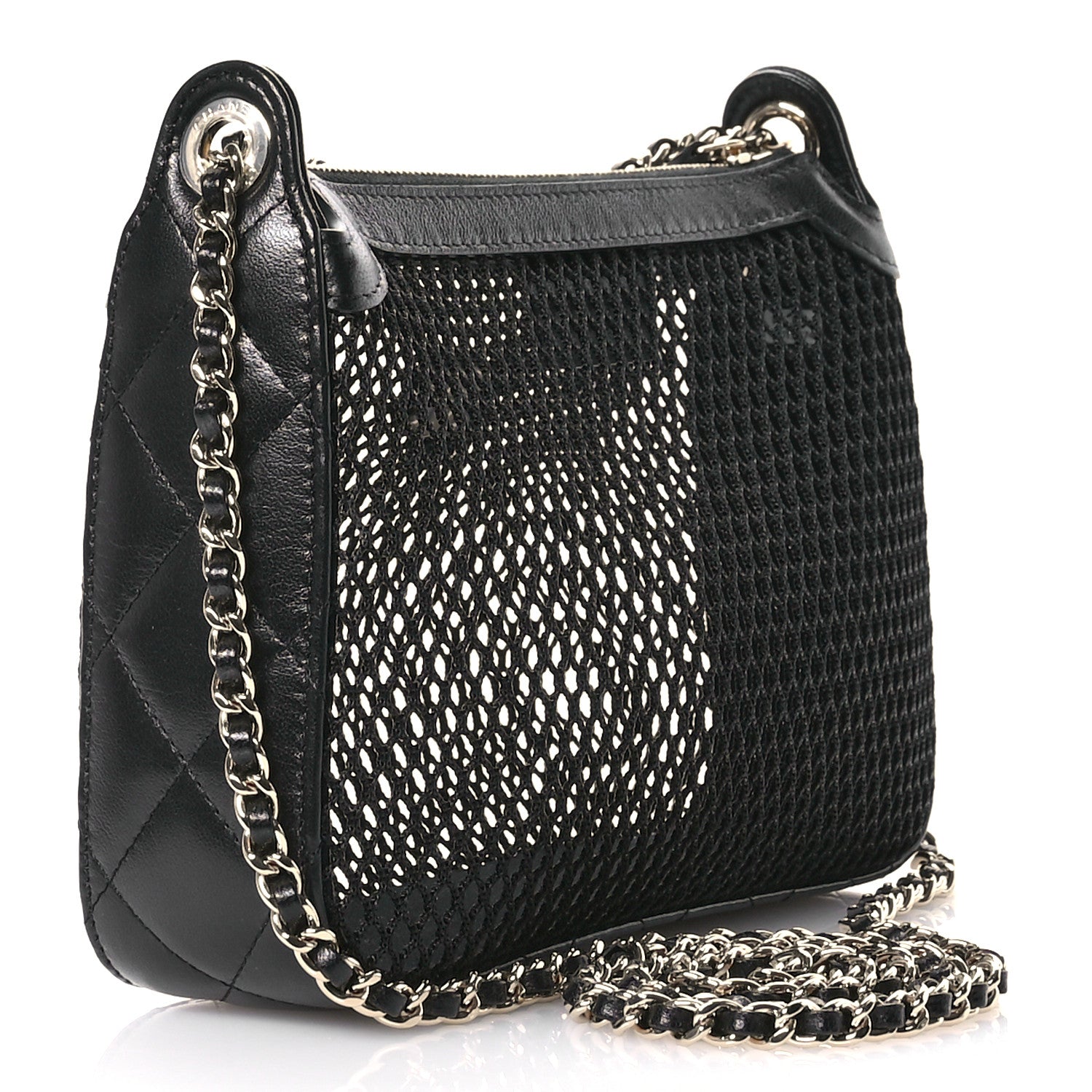 Chanel Mesh Shiny Lambskin Clutch With Chain  Black 4 of 11