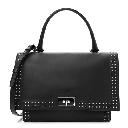 Givenchy Grained Calfskin Studded Small Shark Lock Satchel Black 1 of 10