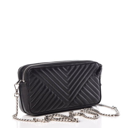 Prada Nappa Impunture Diagramme Mini Double Zip Chain Crossbody Bag Black 3 of 8