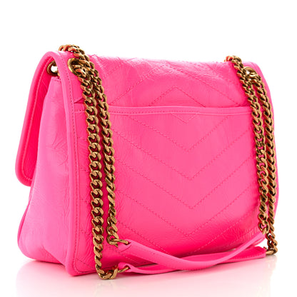 Saint Laurent Crinkled Calfskin Matelasse Monogram Medium Niki Chain Satchel Rose Glow 3 of 10
