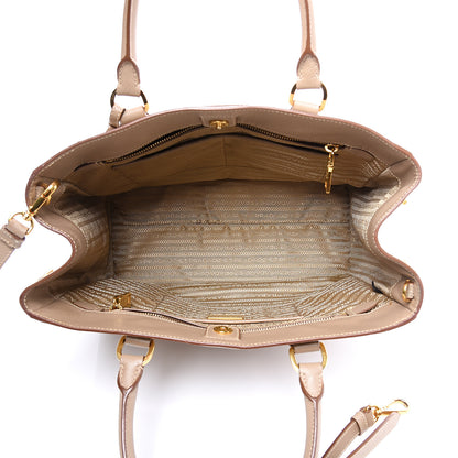 Prada Saffiano Lux Medium Bi-Color Tote Visone Talco 4 of 10