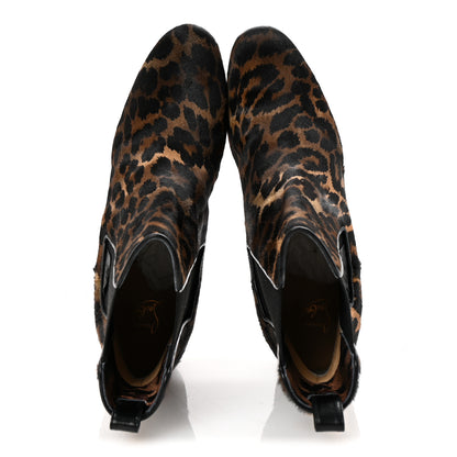 Christian Louboutin Pony Kid Leopard Turelastic 55 Ankle Boots 41 Brown Black 2 of 9