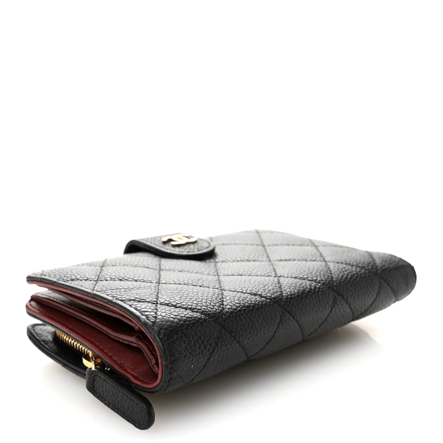 Caviar Quilted Zipped Pocket Wallet Black