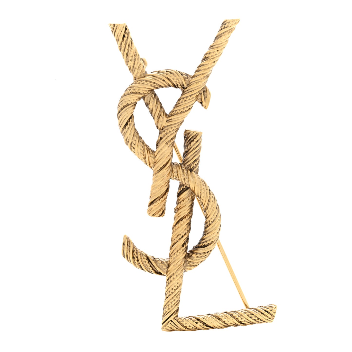 Brass Cassandre Opyum YSL Twisted Brooch Gold