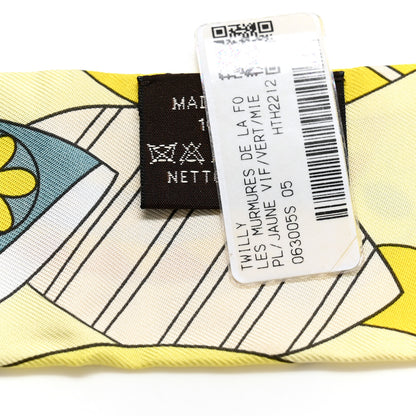 Hermes Silk Les Murmures de la Foret Twilly Jaune Vif Vert Miel 3 of 5
