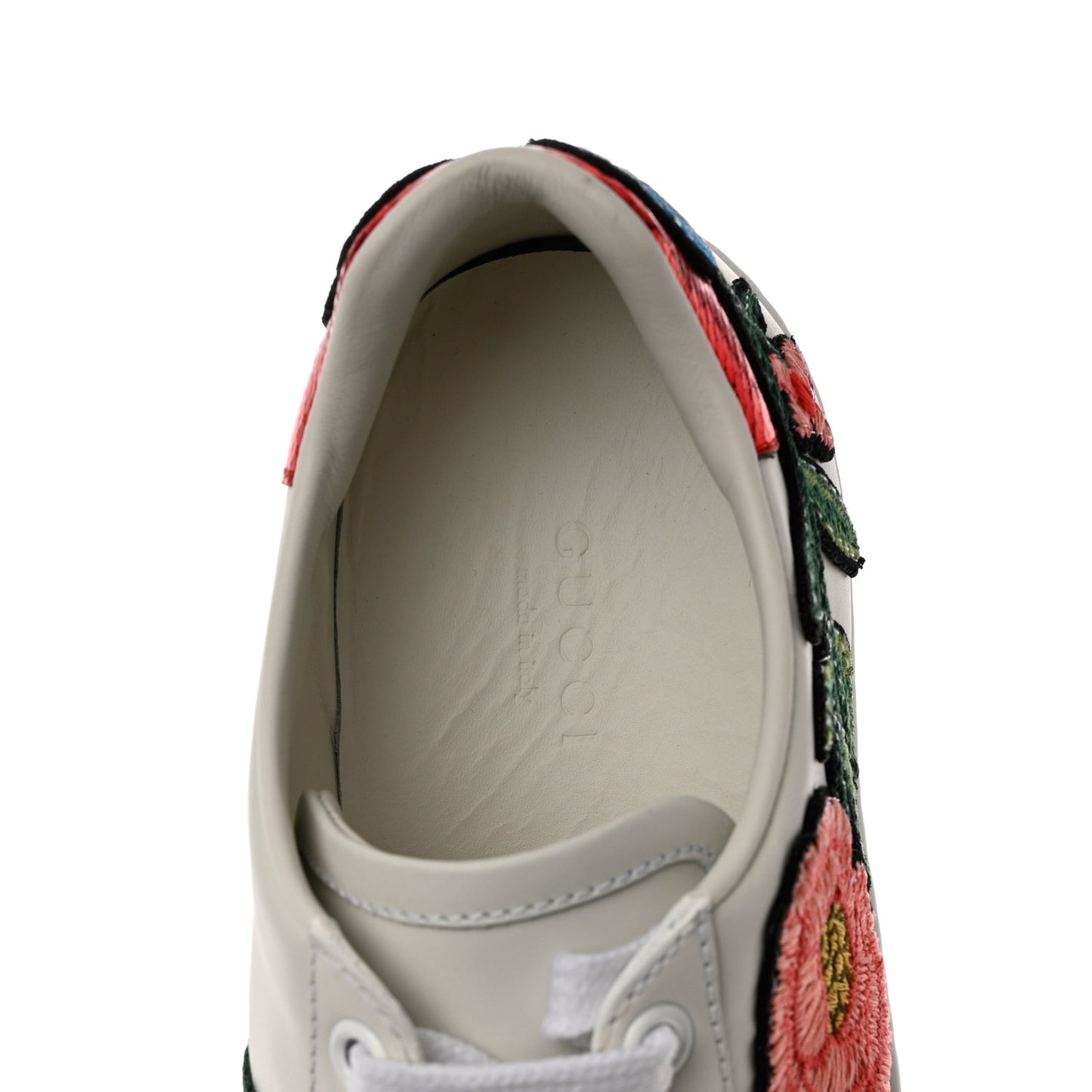 Calfskin Web Floral Embroidered Womens Ace Sneakers 36 White