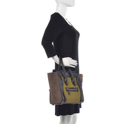 Celine Baby Grained Calfskin Nubuck Micro Tri-Color Luggage Olive 2 of 10