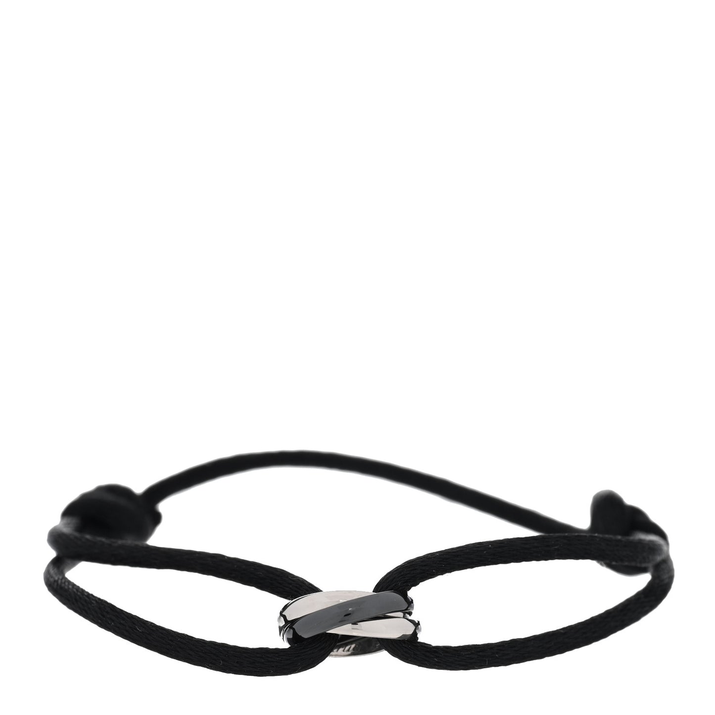 18K White Gold Ceramic Trinity Cord Bracelet Black