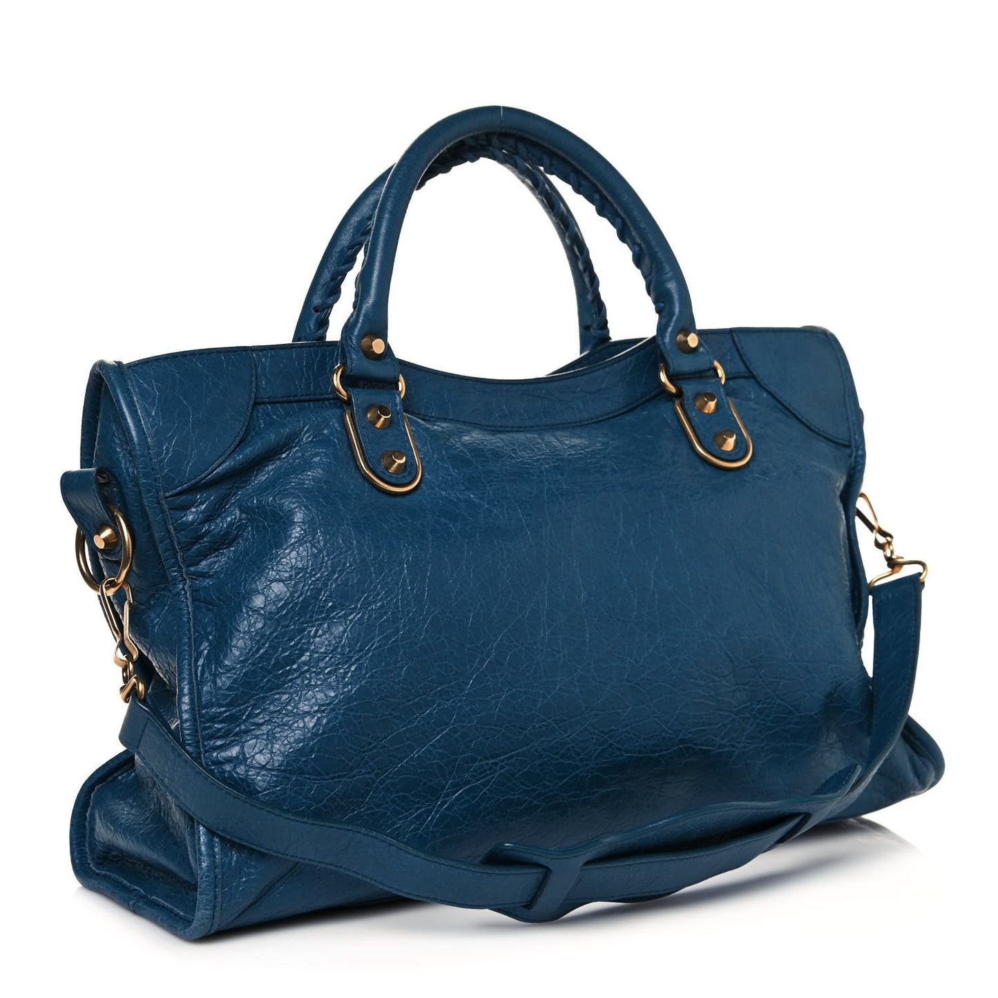 Agneau Arena Gold Hardware Metallic Edge City Bleu Abysse