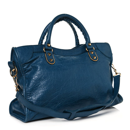 Balenciaga Agneau Arena Gold Hardware Metallic Edge City Bleu Abysse 3 of 13