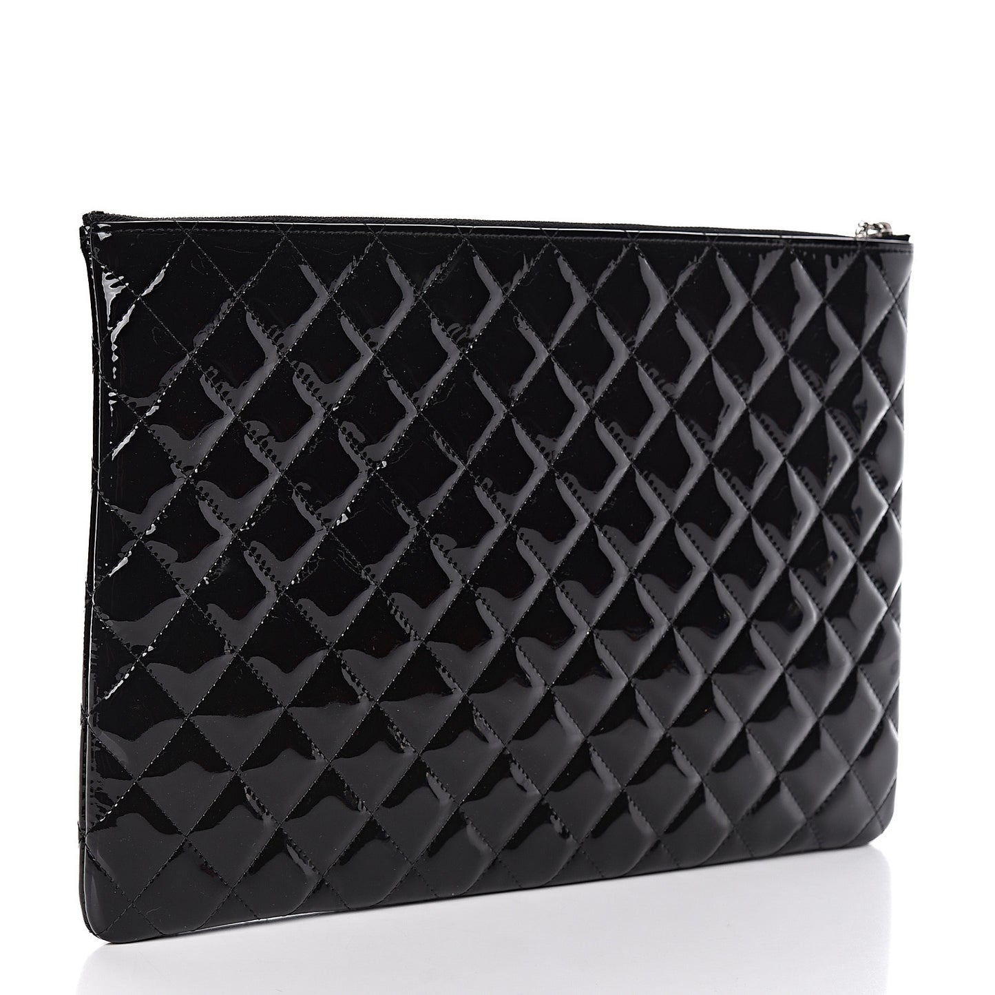 Patent Calfskin Quilted Valentine Hearts Large Cosmetic Case Black