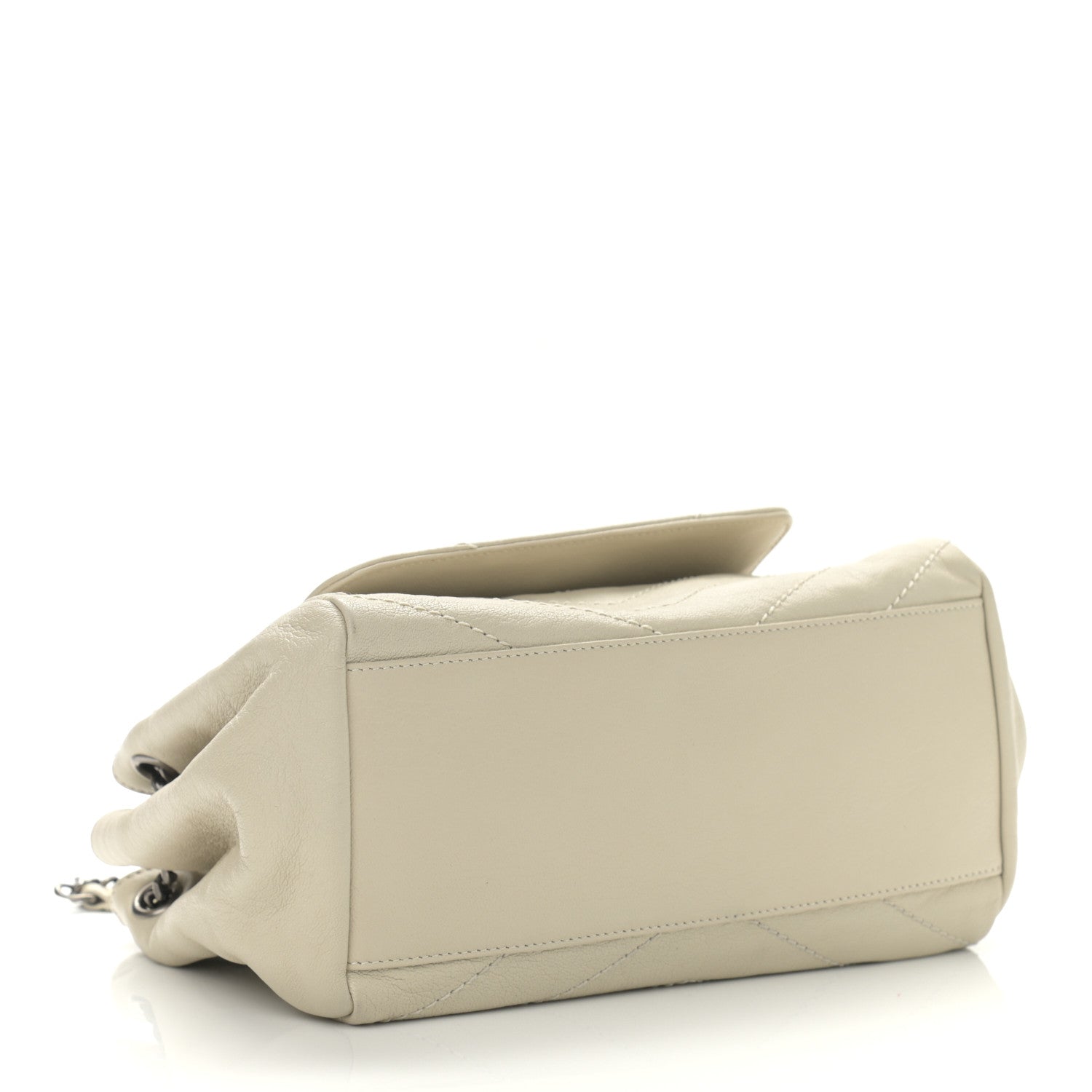Saint Laurent Pebbled Lambskin Chevron Monogram Small Nolita Crema Soft 4 of 11