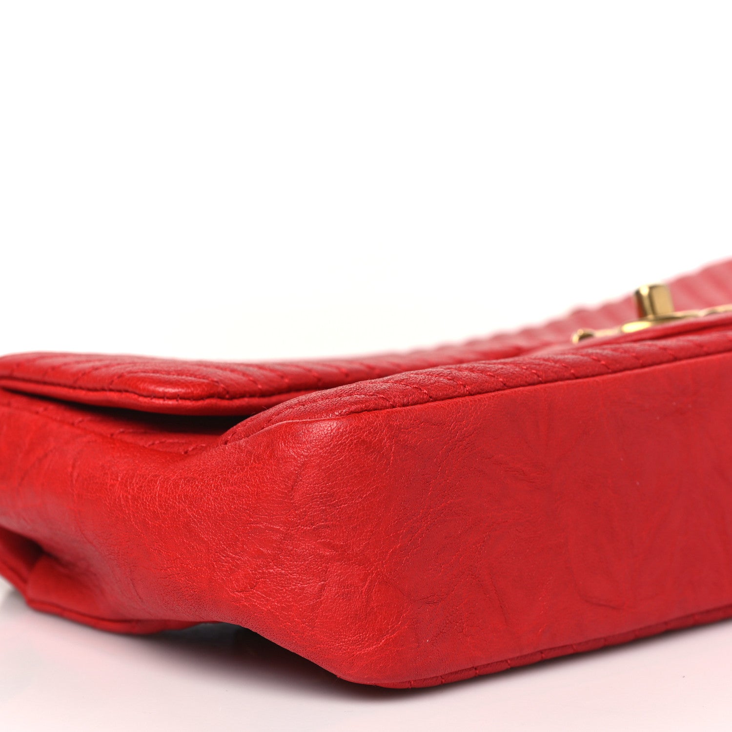 Chanel Calfskin Surpique Chevron Medium Flap Red 9 of 10