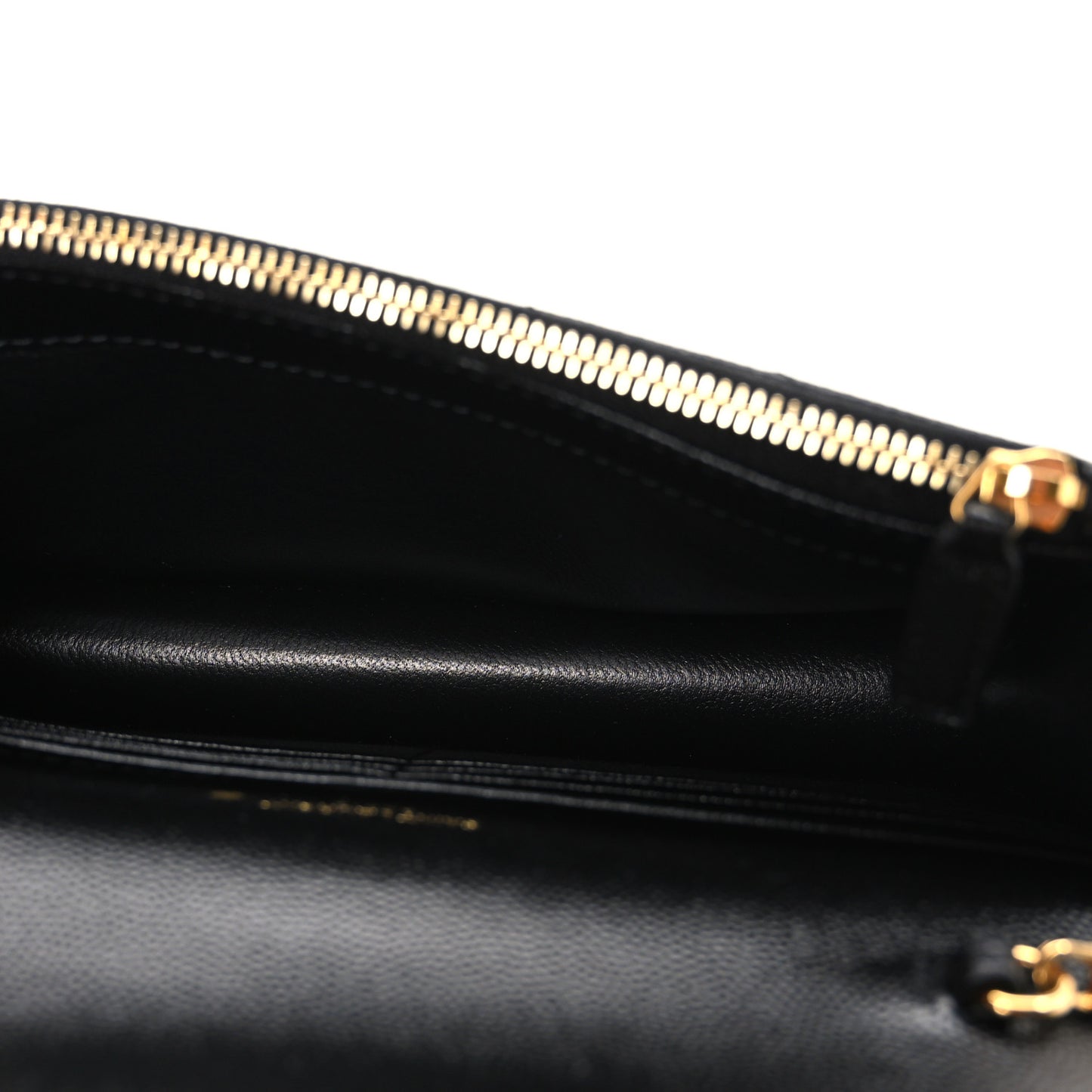 Grain De Poudre Matelasse Chevron Monogram Envelope Chain Wallet Black