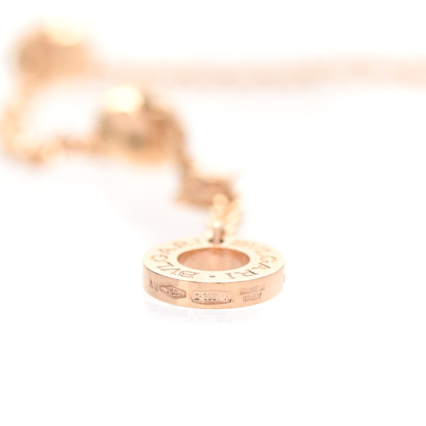 18K Rose Gold Diamond White Ceramic B.Zero1 Necklace