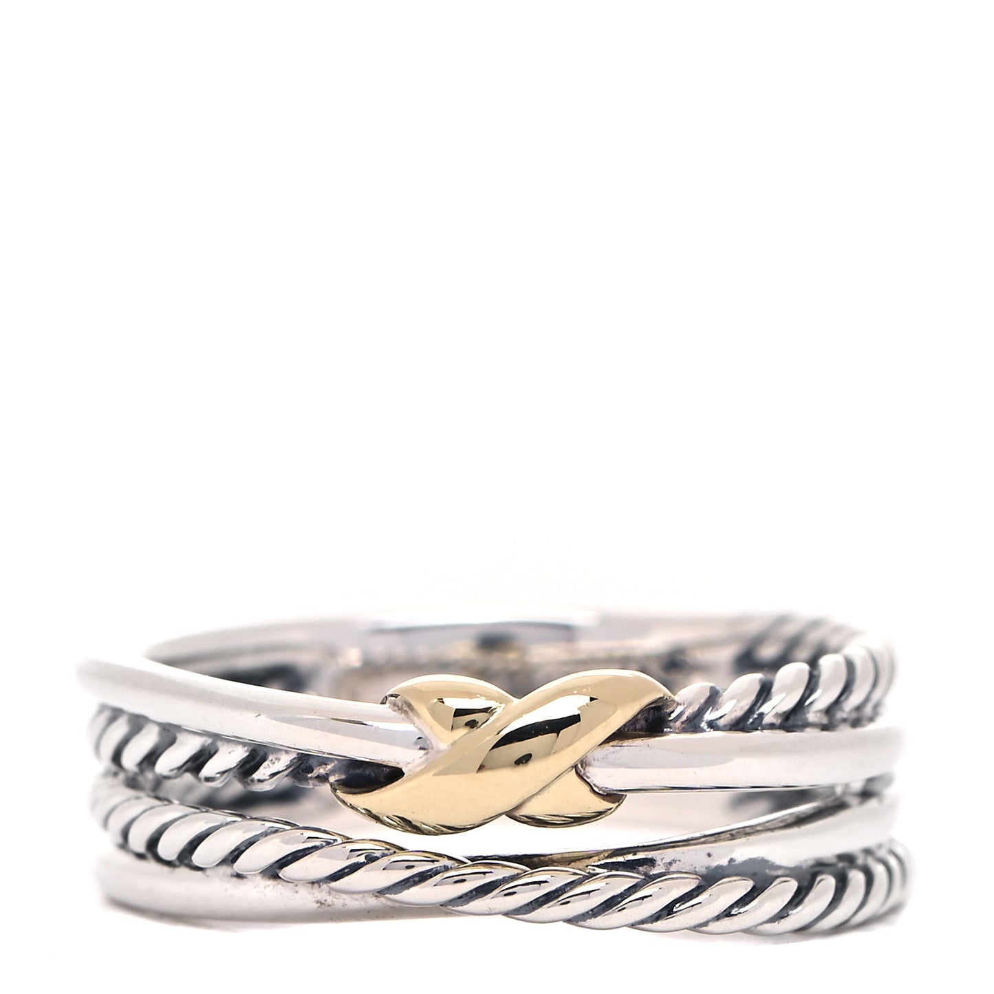 Sterling Silver 18K Yellow Gold 6mm X Crossover Ring 54 6.75