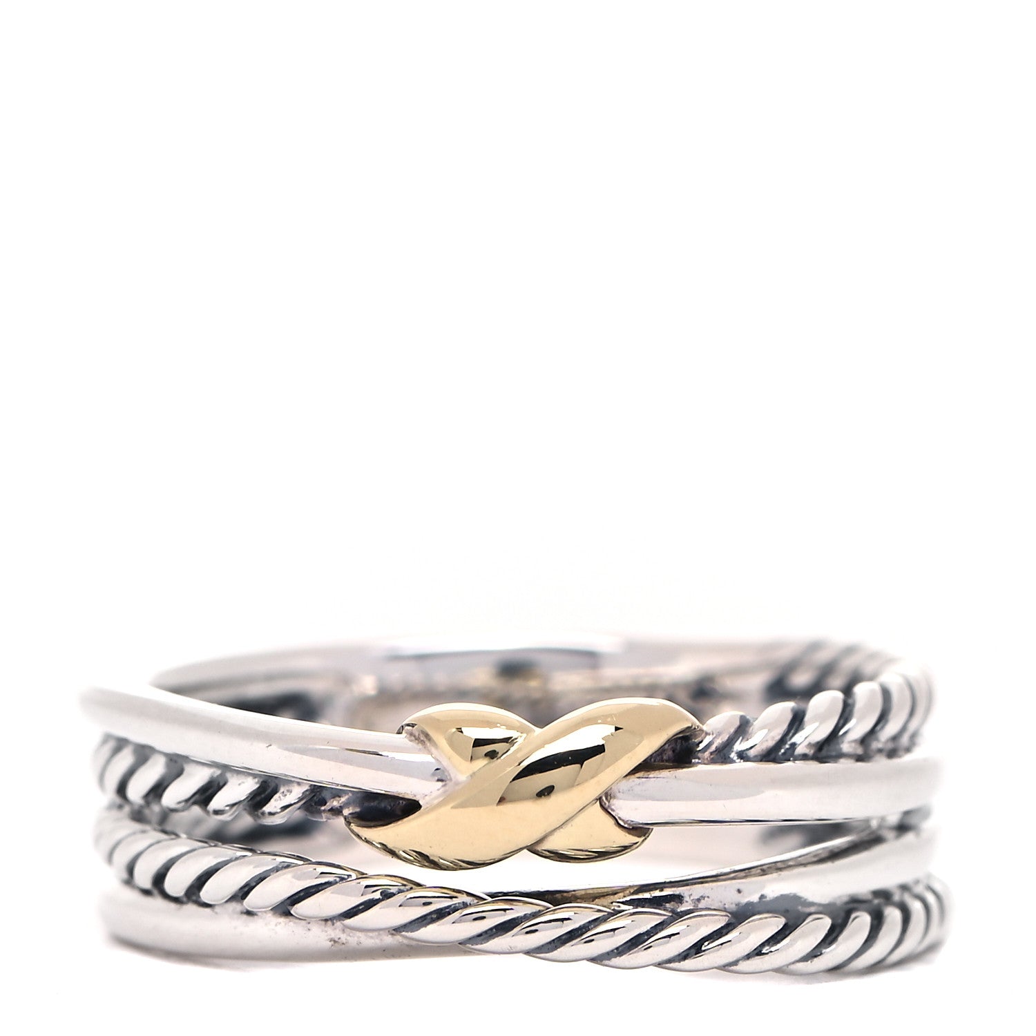 David Yurman Sterling Silver 18K Yellow Gold 6mm X Crossover Ring 54 6.75 1 of 5